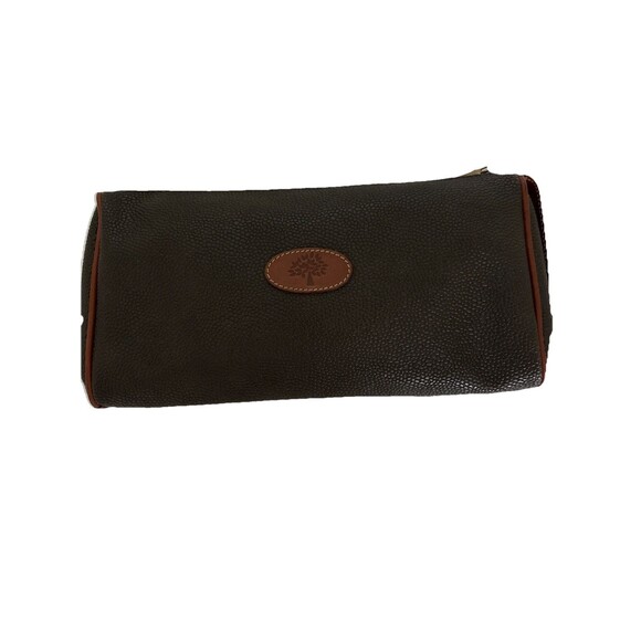 VTG Mulberry Brown Leather Grain Heritage Canvas Vanity Case Zip Bag - Picture 1 of 14